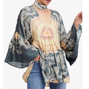 Free People Sunset Dreams Printed Bell-Sleeve Tunic